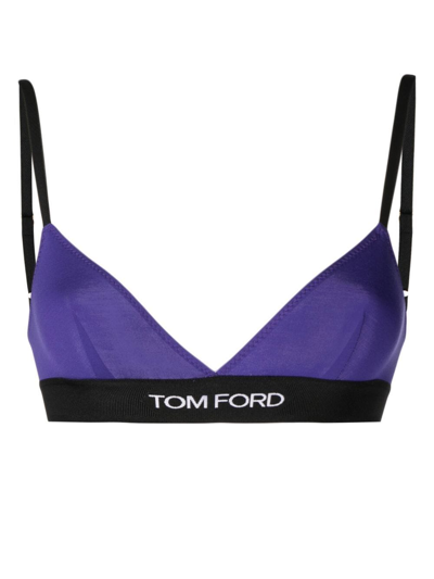 Tom Ford Logo-underband Bra In Cobalt Purple