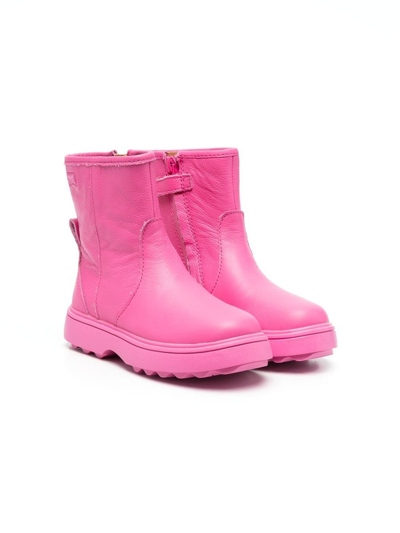 Camper Kids' Norte Leather Boots In Medium Pink