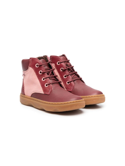 Camper Kids' Leather Colour-block Boots In Red