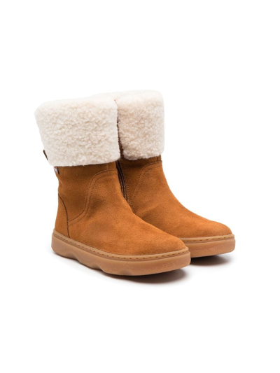 Camper Kids' Faux-shearling Trimmed Boots In Brown
