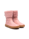 CAMPER FAUX-SHEARLING TRIMMED LEATHER BOOTS