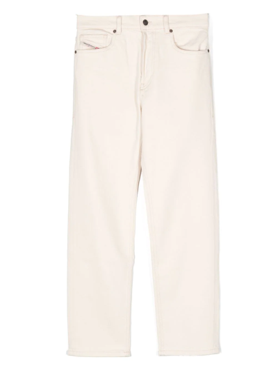 Diesel Teen Mid-rise Straight-leg Jeans In White