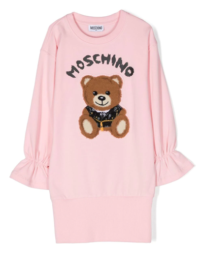 Moschino Kids' Teddy Bear Sweatshirt Dress In Pink