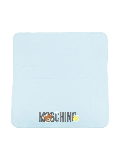 Moschino Babies' Teddy Bear-print Blanket In Blue
