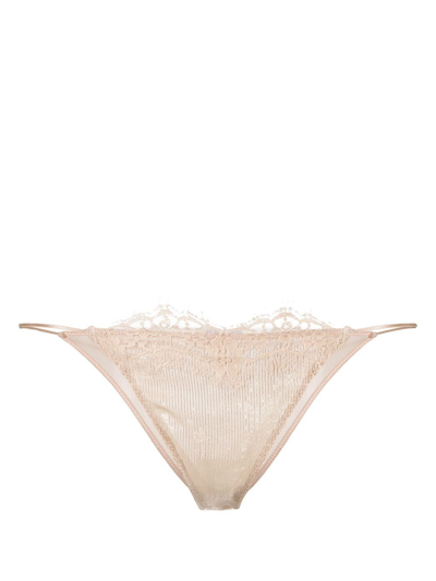 Oseree Lace-trim Briefs In Gold
