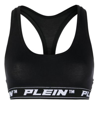 Philipp Plein Logo-underband Sports Bralette In Black