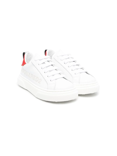Dsquared2 Kids' Low-top Leather Trainers In White