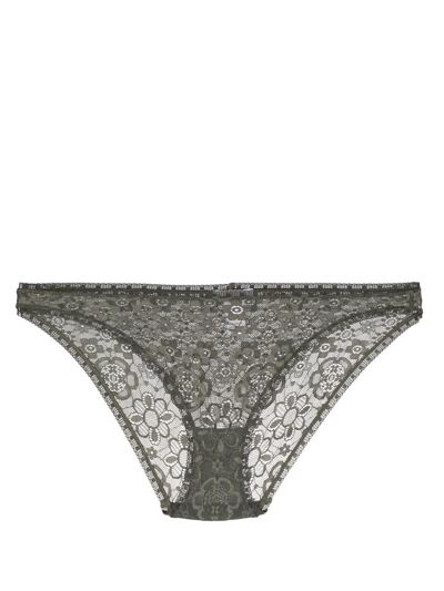 Eres Riviere Floral-lace Briefs In Olive