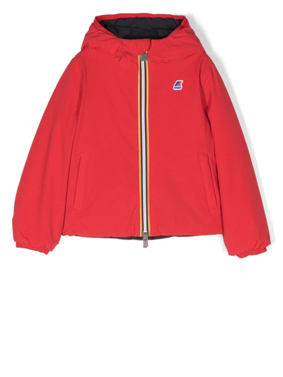 K-way Kids' Jacques Reversible Down-filled Jacket In Aiq Red Berry