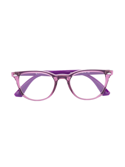 Ray-ban Junior Kids' Transparent-frame Square-frame Glasses In Purple