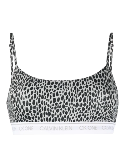 Calvin Klein Underwear Giraffe-print Bra In Grey