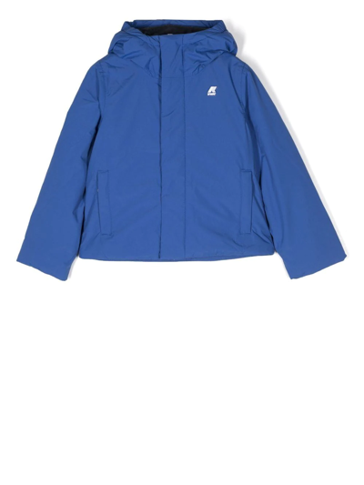 K-way Kids' Hooded Padded Jacket In Blue