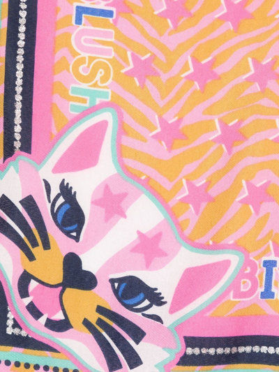 Billieblush Kids' Motif-print Tassel-trimmed Scarf In Pink