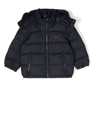 Ralph Lauren Kids' Logo-embroidered Padded Jacket In Blu