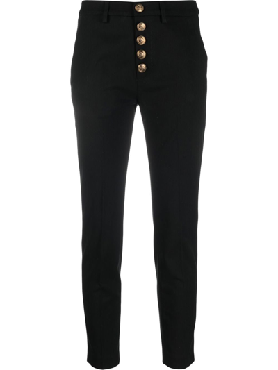 Pre-owned Dondup Buttoned-up Slim-fit Trousers In Black