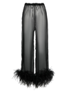 OSEREE FEATHER-TRIM SILK TROUSERS
