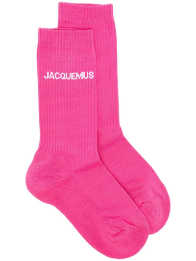 Jacquemus Logo-jacquard Ribbed Socks In Rosa