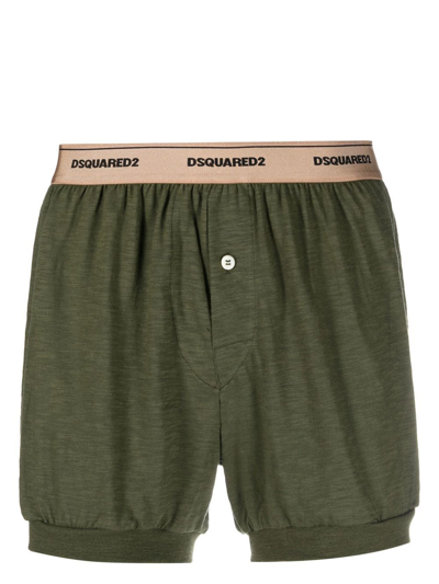 Dsquared2 Logo-waistband Boxer Shorts In Green