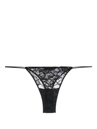 Oseree Stretch-lace Thong In Black
