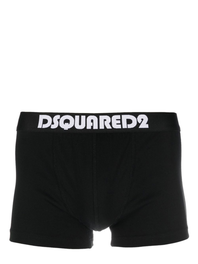 Dsquared2 Logo裤腰四角裤 In Black