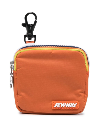K-way Kids' Logo-patch Zip Pouch In Orange