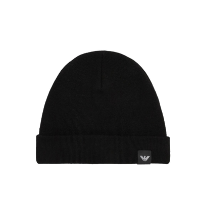 Emporio Armani Black Ribbed Beanie