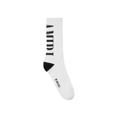 Pre-owned Amiri Vertical Logo Socks 'white/black'