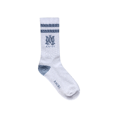Pre-owned Amiri Ma Stripe Socks 'white/dusty Blue'