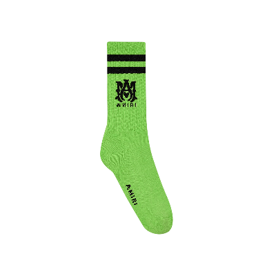 Pre-owned Amiri Ma Stripe Socks 'lime' In Green