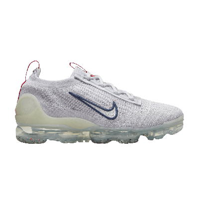 Pre-owned Nike Wmns Air Vapormax 2021 Flyknit 'photon Dust Midnight Navy' In White