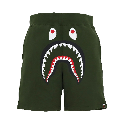 Pre-owned Bape Shark Sweat Shorts 'olivedrab' In Green