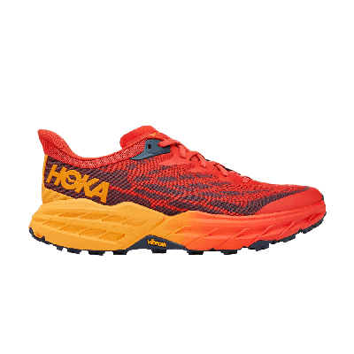 Pre-owned Hoka One One Speedgoat 5 2e Wide 'fiesta Radiant Yellow' In Red