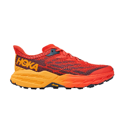Pre-owned Hoka Speedgoat 5 2e Wide 'fiesta Radiant Yellow' In Red
