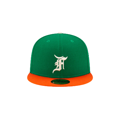 Pre-owned Essentials Fear Of God  X New Era 59fifty Fitted Cap 'kelly Green/orange'