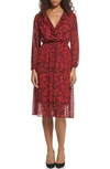 Tommy Hilfiger Flocked Playful Petal Dress In Wine Tasting/ Chili Pepper