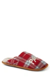 Dearfoams Men's Uncle Bear Red Plaid Scuff Slippers In Red Plaid
