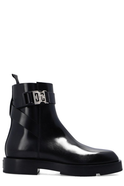 Givenchy Black 4g Buckle Leather Ankle Boots