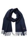 Hickey Freeman Cashmere Fringe Scarf In Navy