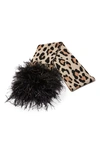 Eugenia Kim Leopard Print Cashmere Feather Trim Scarf In Camel Leopard