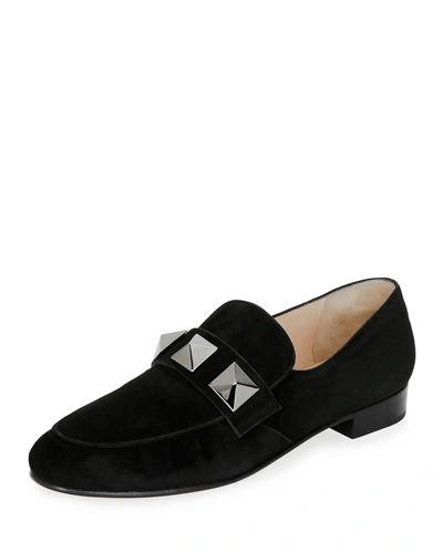 Valentino Garavani Rockstud-embellished Suede Loafers In Black