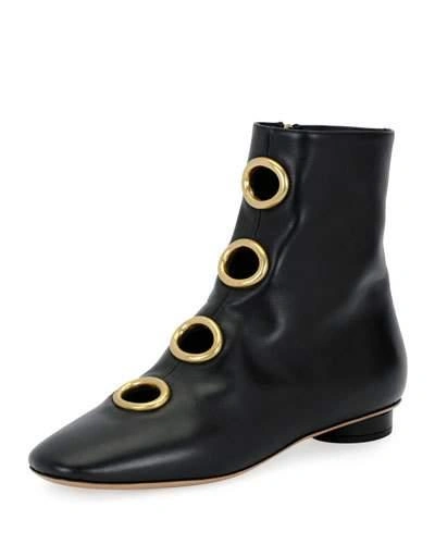Valentino Garavani Eyelet-embellished Leather Ankle Boots In Black