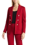 Anne Klein Womens Three Button Business Double-breasted Blazer In Titan Red