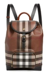 BURBERRY MEDIUM CHECK E-CANVAS & LEATHER BACKPACK