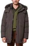 Andrew Marc Tremont Water Resistant Down Quilted Parka With Faux Fur Trim In Slate