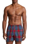 Polo Ralph Lauren Hang Plaid Woven Cotton Boxers In Red