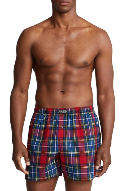 Polo Ralph Lauren Hang Plaid Woven Cotton Boxers In Red