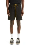 RHUDE EMBROIDERED LOGO COTTON TWILL SHORTS