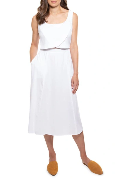 Madri Collection Crossover Nursing Dress In Open White