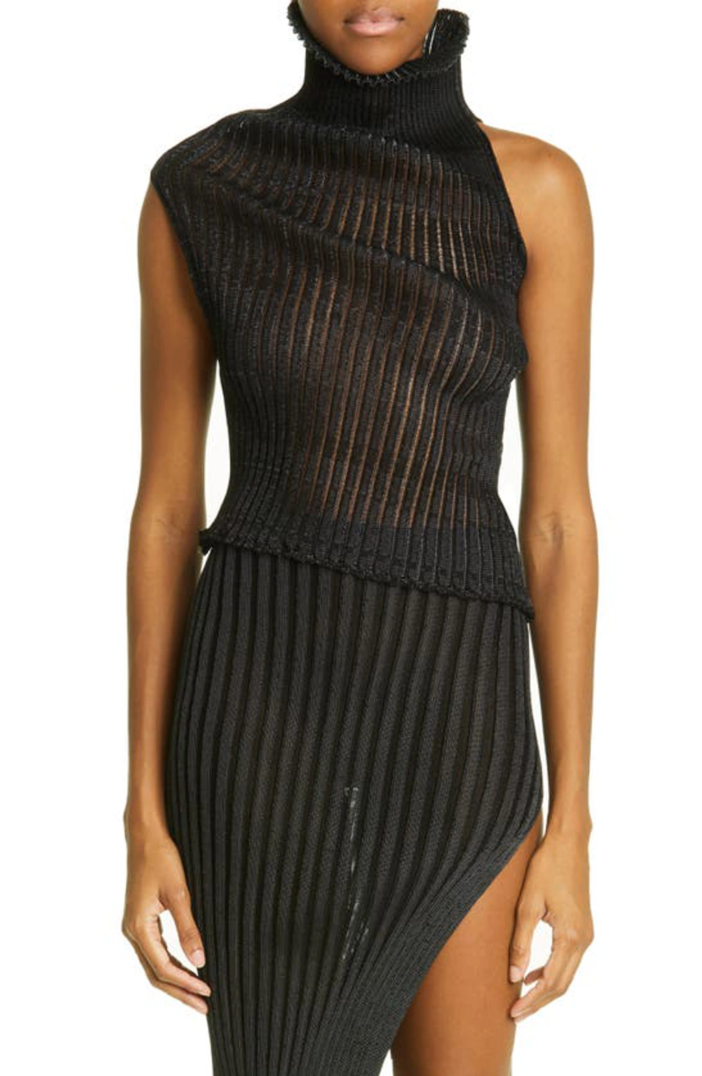 A. Roege Hove Patricia Ladder Stitch Asymmetric Funnel Neck