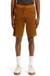 Ahluwalia Men's Diamond Jacquard Sweat Shorts In Multicolor Brown